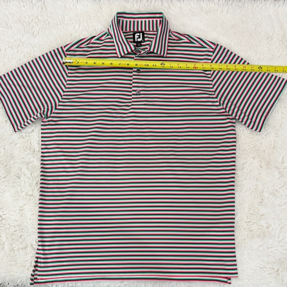 Foot Joy ,Men's Golf Striped Polo Shirt - Black,Pink,Green, Size L - Picture 10 of 15